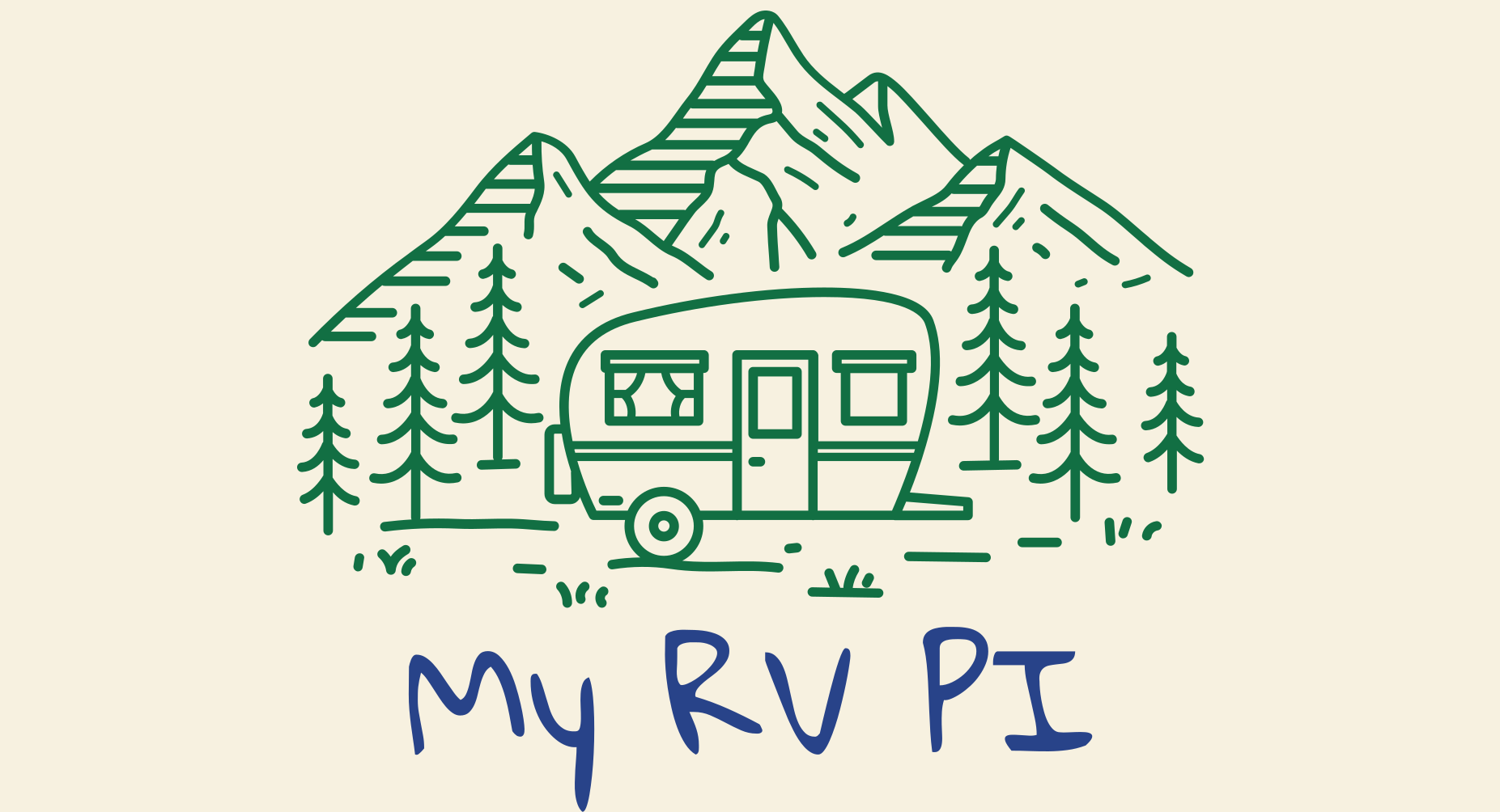 Company Name Logo: A green RV with mountain in background and blue text spelling MY RV PI, RV Private inspection done right.